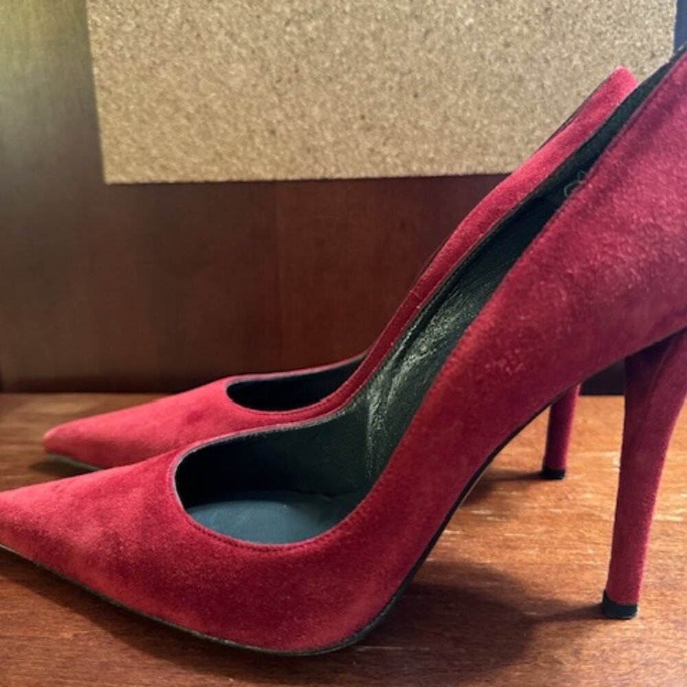 Stunning!!! Red Suede Stilettos - 4 1/2 Inch Heel